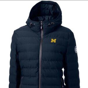 Cutter and Buck Michigan Wolverines Mission Ridge Hooded Puffer Jacket Sz M